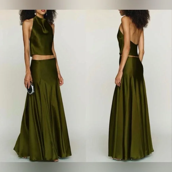 New Reformation Sera Silk Two Piece Set - Picture 3 of 17